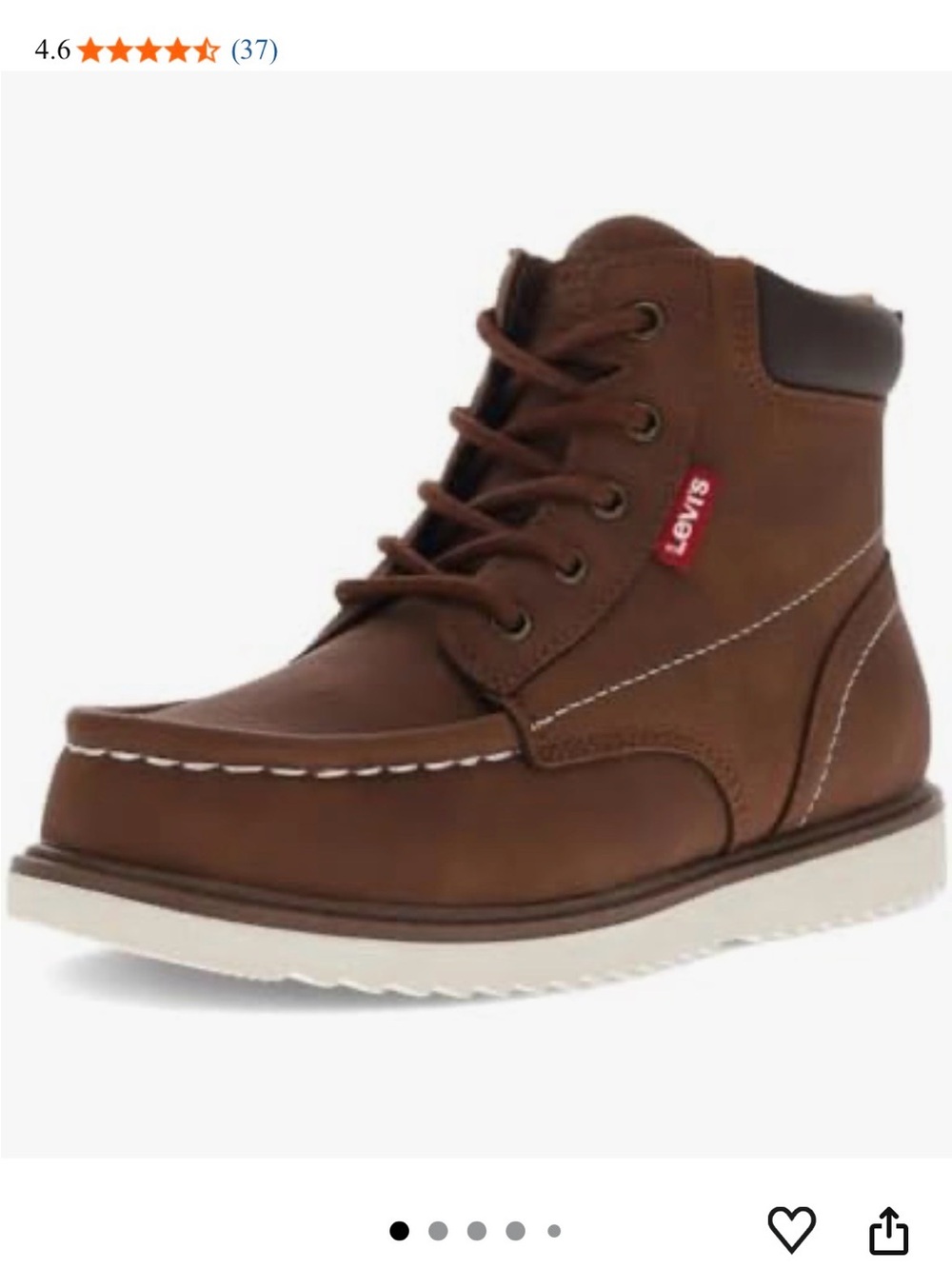 Levi's Brown Moc Toe Leather Lace-Up Boot with White Sole